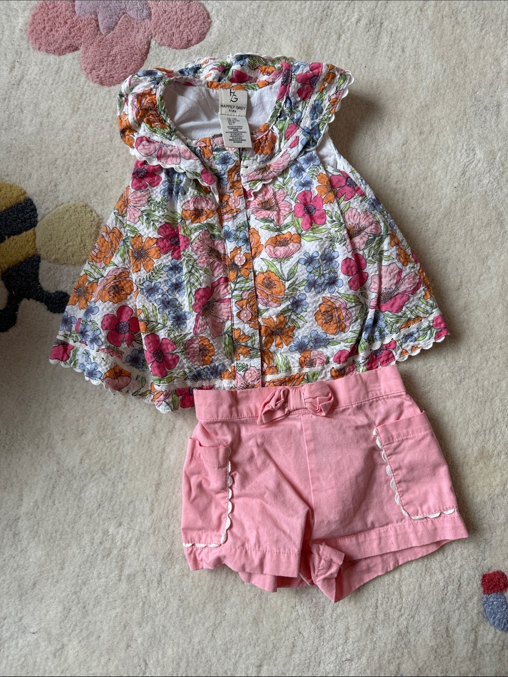 Gymboree Pink Floral Hooded Top & Pink Shorts Kids Matching Set